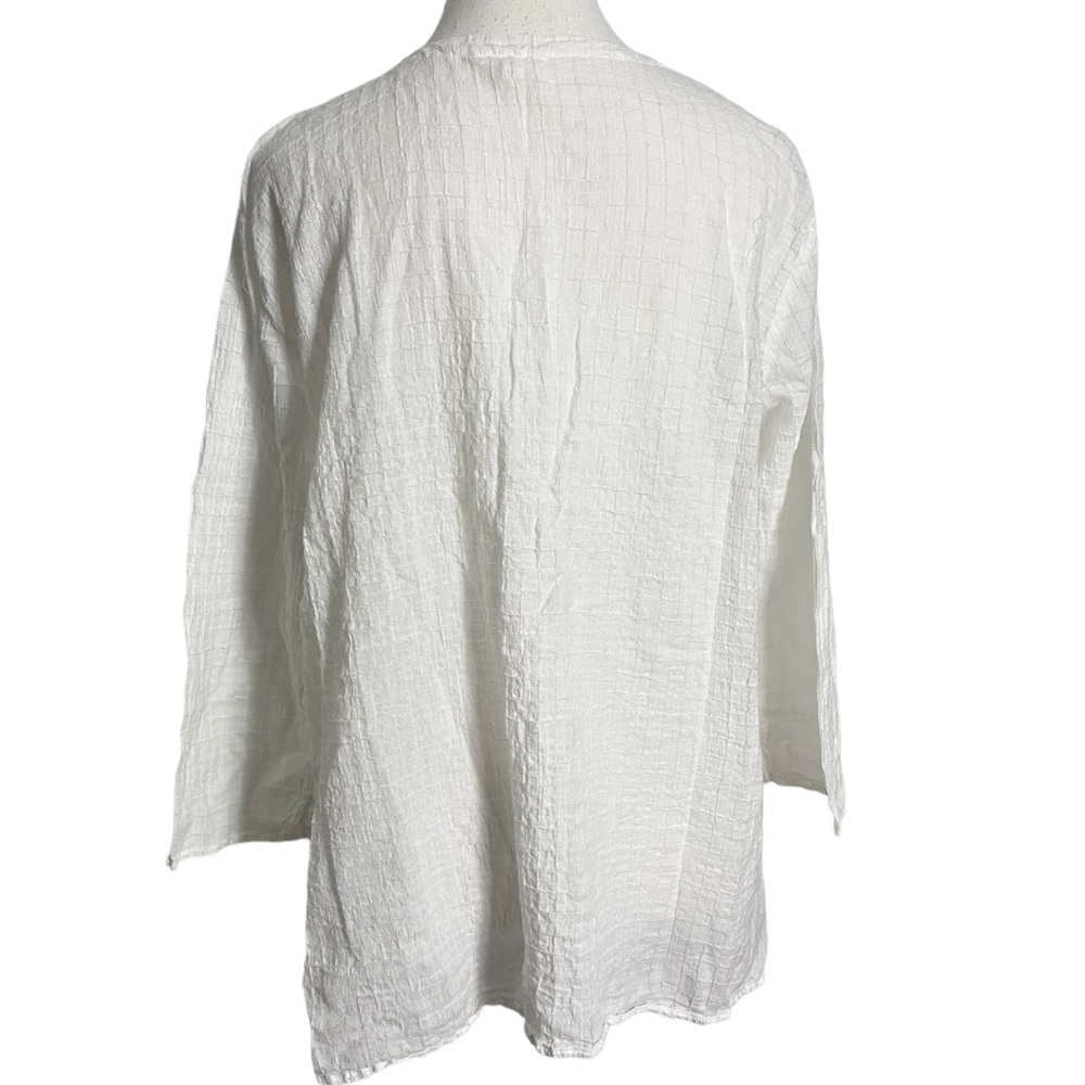 Eileen Fisher Women’s Size Small White Cotton Button Front V-Neck Tunic Blouse - Picture 2 of 10